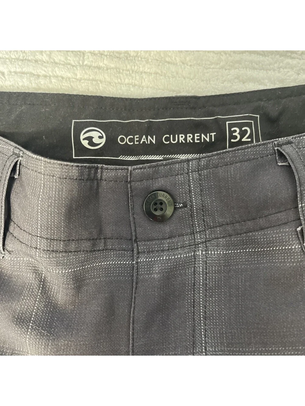 Ocean Current Men’s Charcoal Plaid Active Shorts Swim Shorts 32